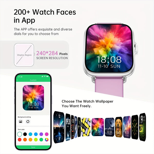 Sports Smart Watch, 1.83'' Full Touch Screen Display with Message, Answer Make Call Smartwatch, Monitoring, Sports Pedometer, Information Alerts, for iPhone Android Phones, Smartbands Fitness Watch for Women Men Friend Gift, Birthday Gift