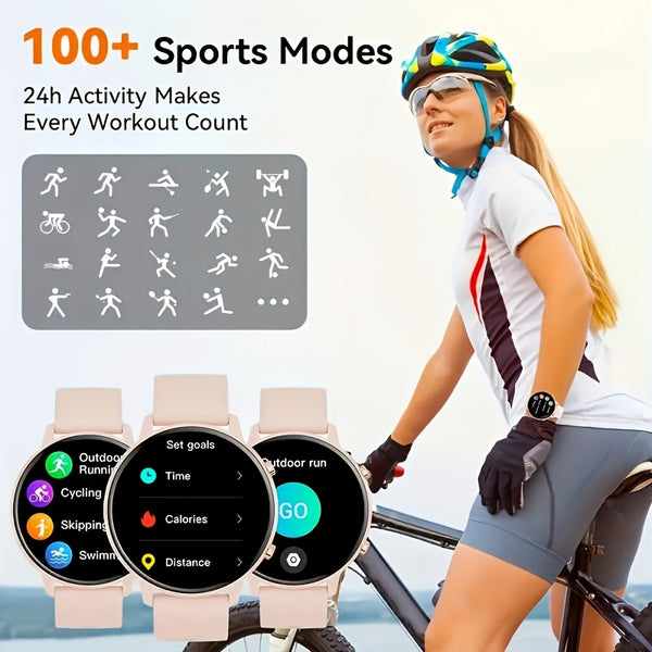 Smart Watch Fitness Tracker for Android Ios Mobile Phones, Sports Running Digital Watch with Sedentary Reminders, Music Control, Circular Touch Screen Smart Watch, Gift for Men Women