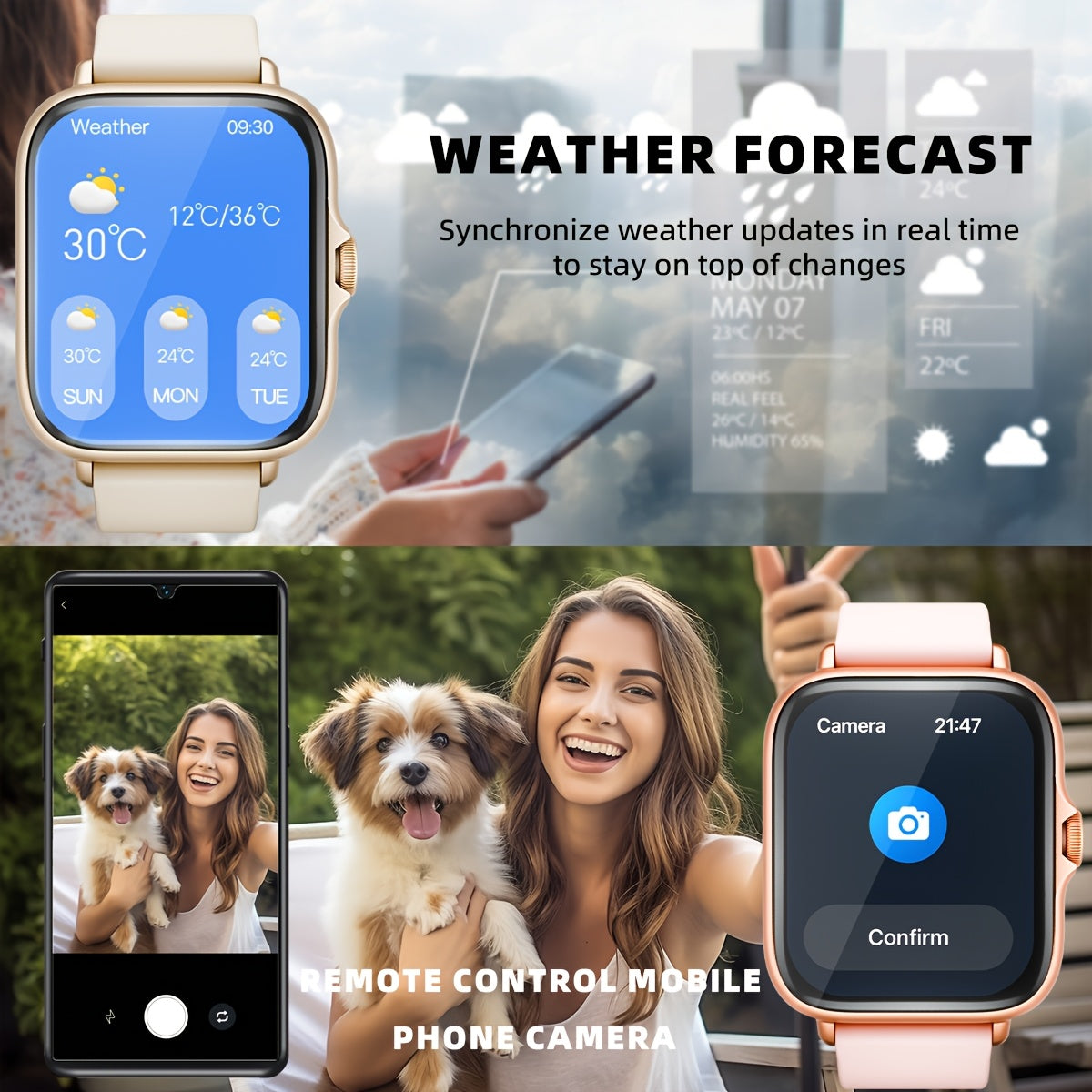 Sports Smart Watch, 1.83'' Full Touch Screen Display with Message, Answer Make Call Smartwatch, Monitoring, Sports Pedometer, Information Alerts, for iPhone Android Phones, Smartbands Fitness Watch for Women Men Friend Gift, Birthday Gift