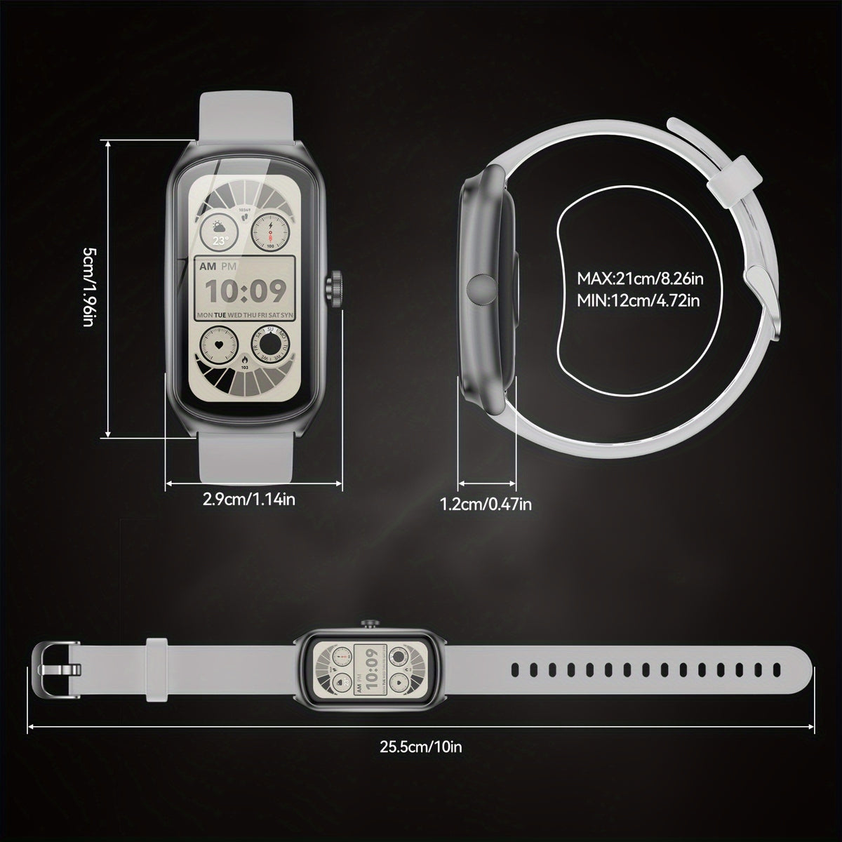Anyloop White 1.58' Sport Smart Watch, Long Battery Life 20+ Sports Modes Practical Functions Smart Watch for Men\u002FWomen, High Quality Smart Watch