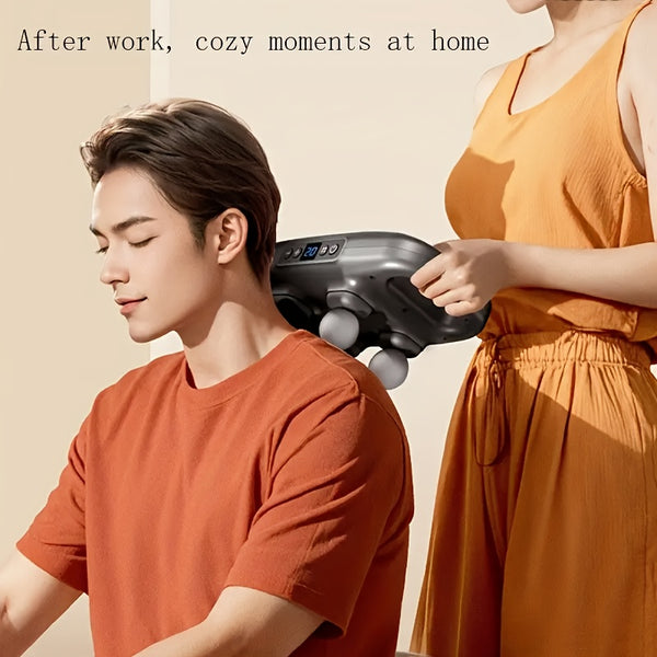 4-Head Massage Gun, Deep Attack Fascia Gun Handheld Impact Massager for Body, Feet, Legs, Waist, Back And Neck Massage Relaxation, High Torque Power Supply, Father'S Day Gift for Dad