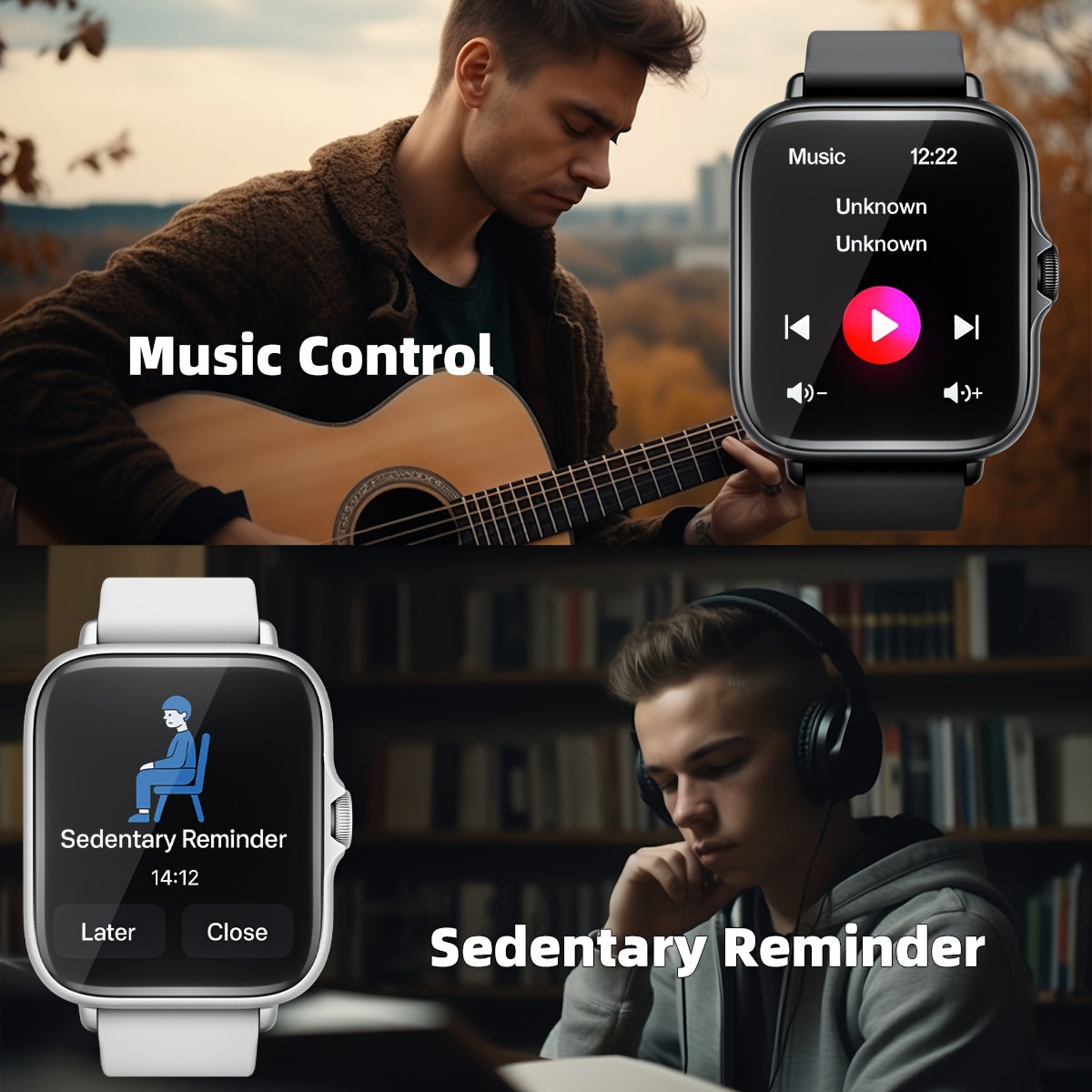 Sports Smart Watch, 1.83'' Full Touch Screen Display with Message, Answer Make Call Smartwatch, Monitoring, Sports Pedometer, Information Alerts, for iPhone Android Phones, Smartbands Fitness Watch for Women Men Friend Gift, Birthday Gift