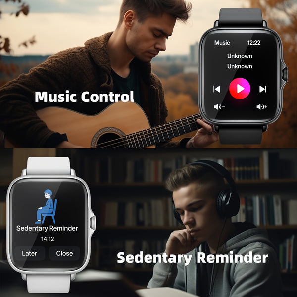 Sports Smart Watch, 1.83'' Full Touch Screen Display with Message, Answer Make Call Smartwatch, Monitoring, Sports Pedometer, Information Alerts, for iPhone Android Phones, Smartbands Fitness Watch for Women Men Friend Gift, Birthday Gift