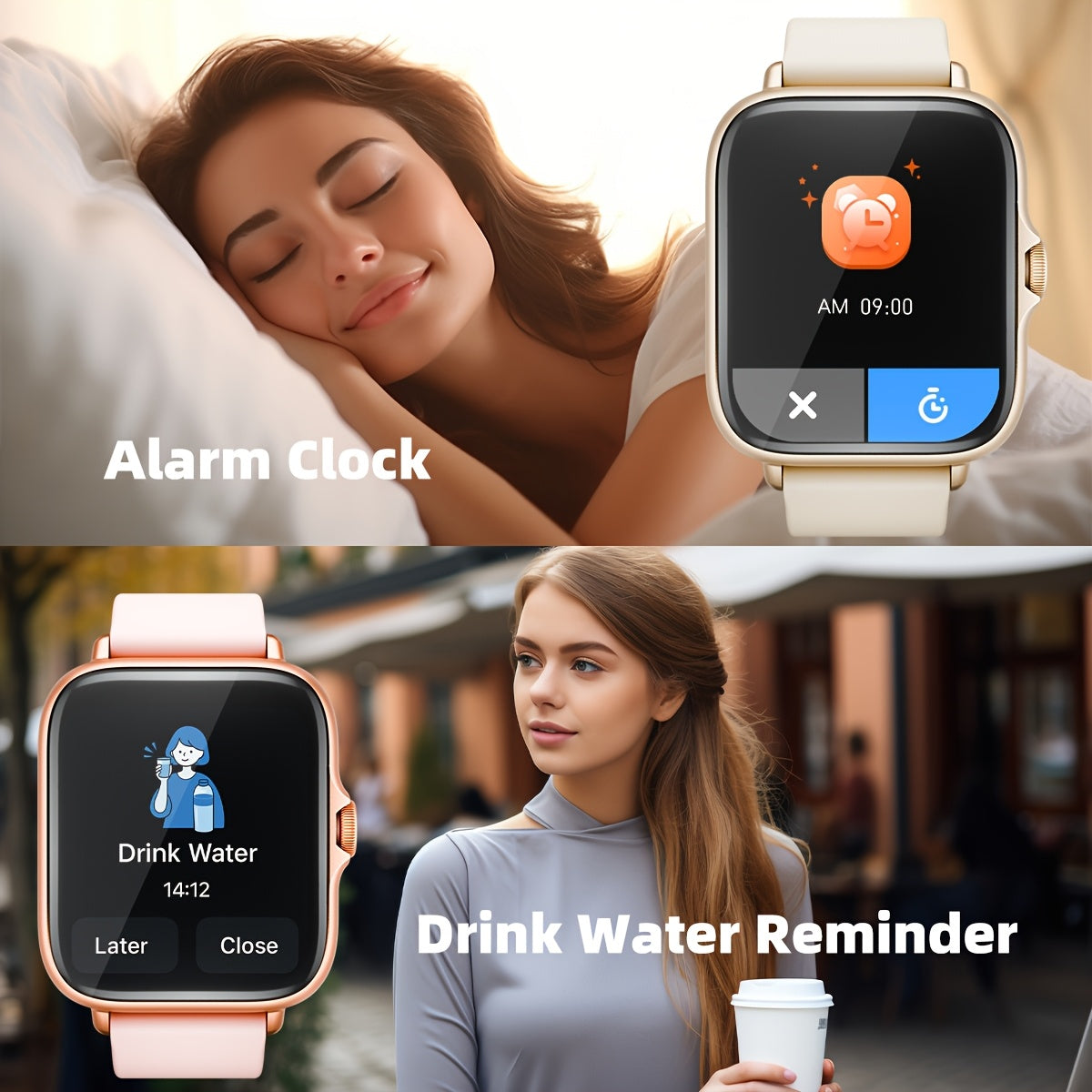 Sports Smart Watch, 1.83'' Full Touch Screen Display with Message, Answer Make Call Smartwatch, Monitoring, Sports Pedometer, Information Alerts, for iPhone Android Phones, Smartbands Fitness Watch for Women Men Friend Gift, Birthday Gift