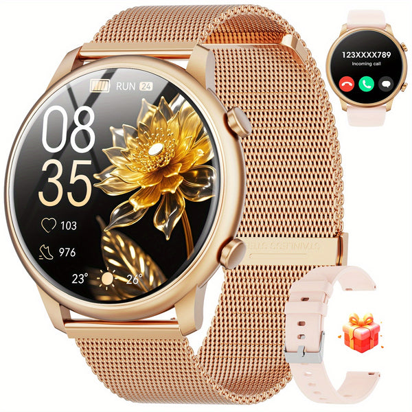 Smart Watch Fitness Tracker for Android Ios Mobile Phones, Sports Running Digital Watch with Sedentary Reminders, Music Control, Circular Touch Screen Smart Watch, Gift for Men Women