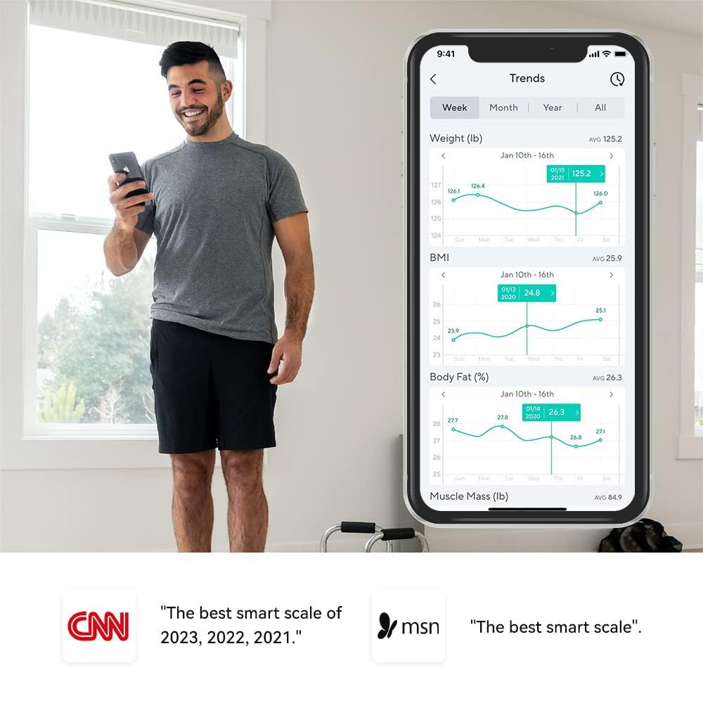 WYZE Smart Scale X for Body Weight, Digital Bathroom Scale for Body Fat, FSA HSA Eligible, Water and Muscle, Heart Rate Monitor, Body Composition Analyzer for People, Baby, Pet, 400 lb