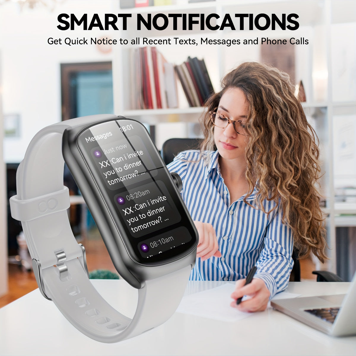 Anyloop White 1.58' Sport Smart Watch, Long Battery Life 20+ Sports Modes Practical Functions Smart Watch for Men\u002FWomen, High Quality Smart Watch
