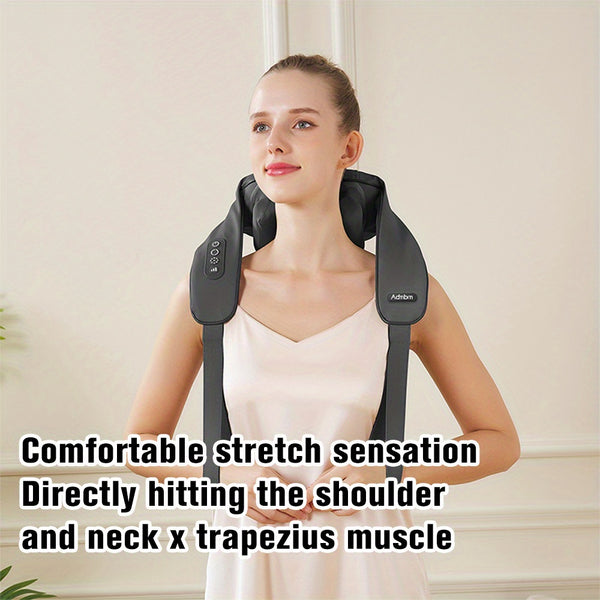 Upgraded Wireless Massager with 2000mAh Battery, Eight-Character Grasping and Kneading, Hot Compress, Silent Operation, Durable Thickened Faux Leather Case - Black