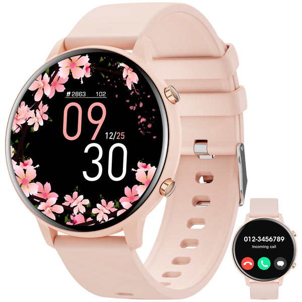 Smart Watch Fitness Tracker for Android Ios Mobile Phones, Sports Running Digital Watch with Sedentary Reminders, Music Control, Circular Touch Screen Smart Watch, Gift for Men Women