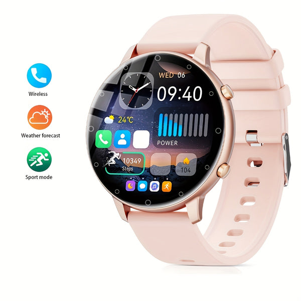 Smart Watch Fitness Tracker for Android Ios Mobile Phones, Sports Running Digital Watch with Sedentary Reminders, Music Control, Circular Touch Screen Smart Watch, Gift for Men Women
