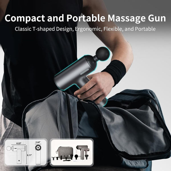 Massage Gun deep Tissue, 6 Speeds Powerful Handheld Percussion Muscle Massager Gun with Portable Travel Case for Back, Shoulder, Sore Muscles, Pain Relief for Athletes, Relax, Gifts,  Compact Design, Sturdy Material, Deep Tissue Massager, Fitness