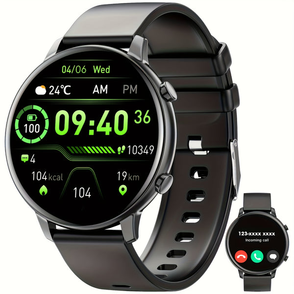 Smart Watch Fitness Tracker for Android Ios Mobile Phones, Sports Running Digital Watch with Sedentary Reminders, Music Control, Circular Touch Screen Smart Watch, Gift for Men Women