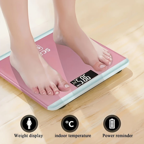 1pc Digital Bathroom Scale, Smart Body Weight Scale with Indoor Temperature Display, Battery-Powered, ≤36V, No Battery Included