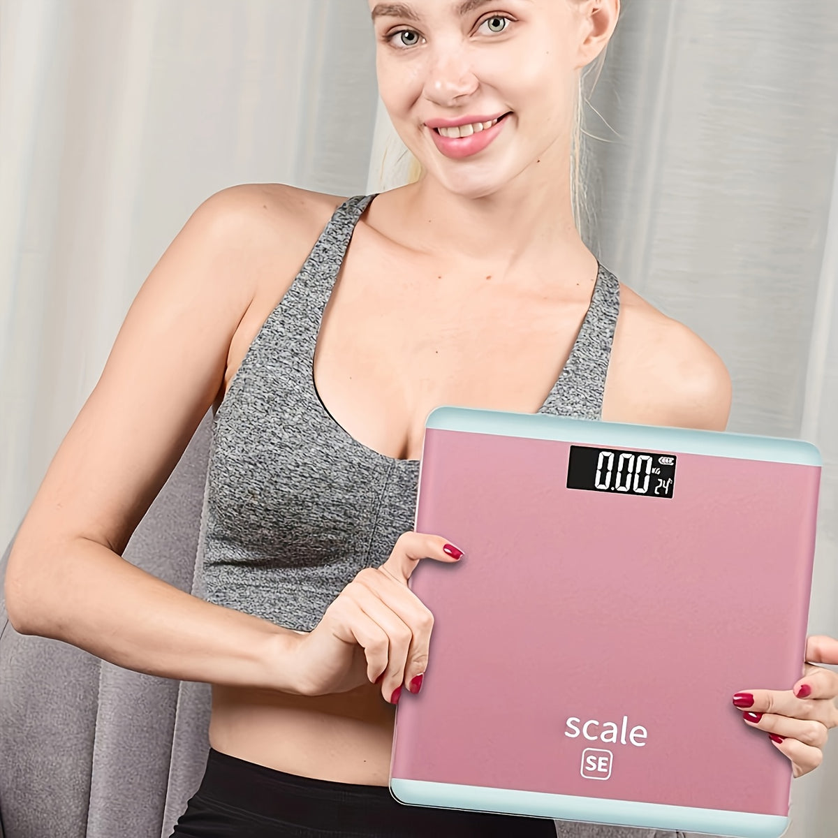1pc HOTU High-Precision Digital Bathroom Scale with LED Display, Body Weight Scale with kg\u002Flbs\u002FTare\u002FUnit Conversion, Low-Profile Pink & Design, - for Home, Bedside, Bathroom - \u002F Smart Scale