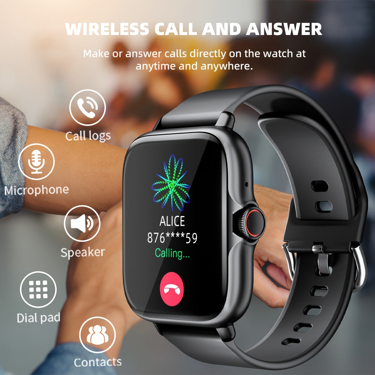 Sports Smart Watch, 1.83'' Full Touch Screen Display with Message, Answer Make Call Smartwatch, Monitoring, Sports Pedometer, Information Alerts, for iPhone Android Phones, Smartbands Fitness Watch for Women Men Friend Gift, Birthday Gift