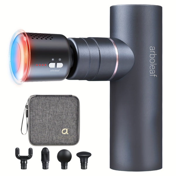Arboleaf Hot & Cool Mini Massage Gun With Multiple Heads -Pro Percussion Massager Gun With Heating & Cooling Heads, 5 Speed Levels For Deep Tissue Massage For Full Body And Back Arm Massage Gifts For Both Men And Women Ideal For For Muscle Relaxation
