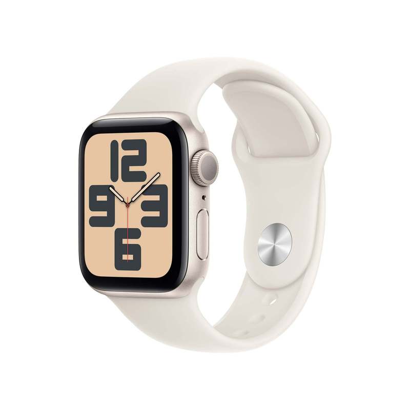 Apple Watch SE (2nd Gen) GPS 44mm Smartwatch with Starlight Aluminum Case with Starlight Sport Band M\u002FL (Refurbished)