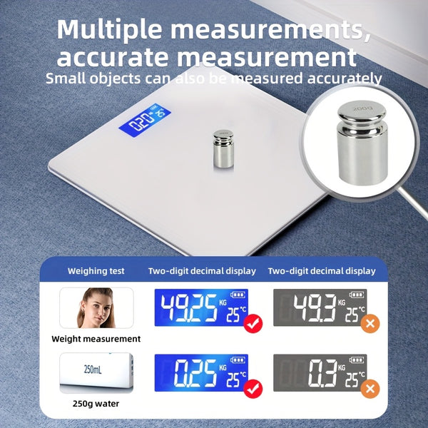 Precision USB Charging Electronic Body Weight Scale with LCD Digital Display, Ultra-Thin Lithium Polymer Rechargeable Battery (120mAh), Low Voltage (≤36V), Power Display Function - For Home & Gym Use - Ideal Gift for Health-Conscious Individuals