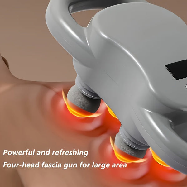 New Professional Grade Fascia Gun With Four Massage Heads, Silent Operation, Six Modes, Twenty Intensity Levels And Smart Display - A Full Body Relaxation Tool For Back, Legs, Neck And Shoulders, A Great Gift Choice For Your Family!